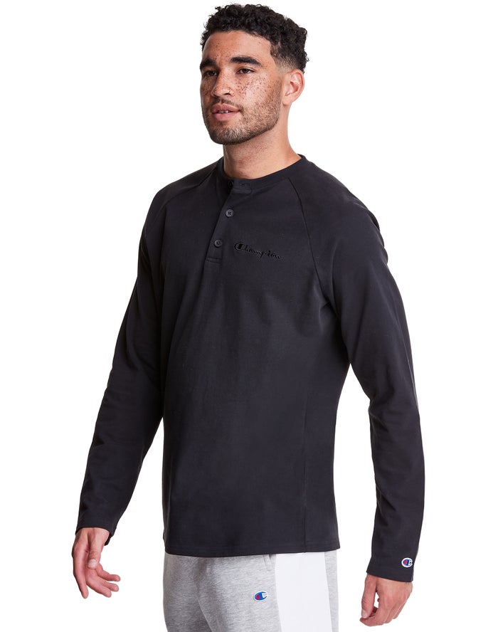 Camiseta Champion Hombre - Long Sleeve Henley ( Negras ) 5640398-XQ